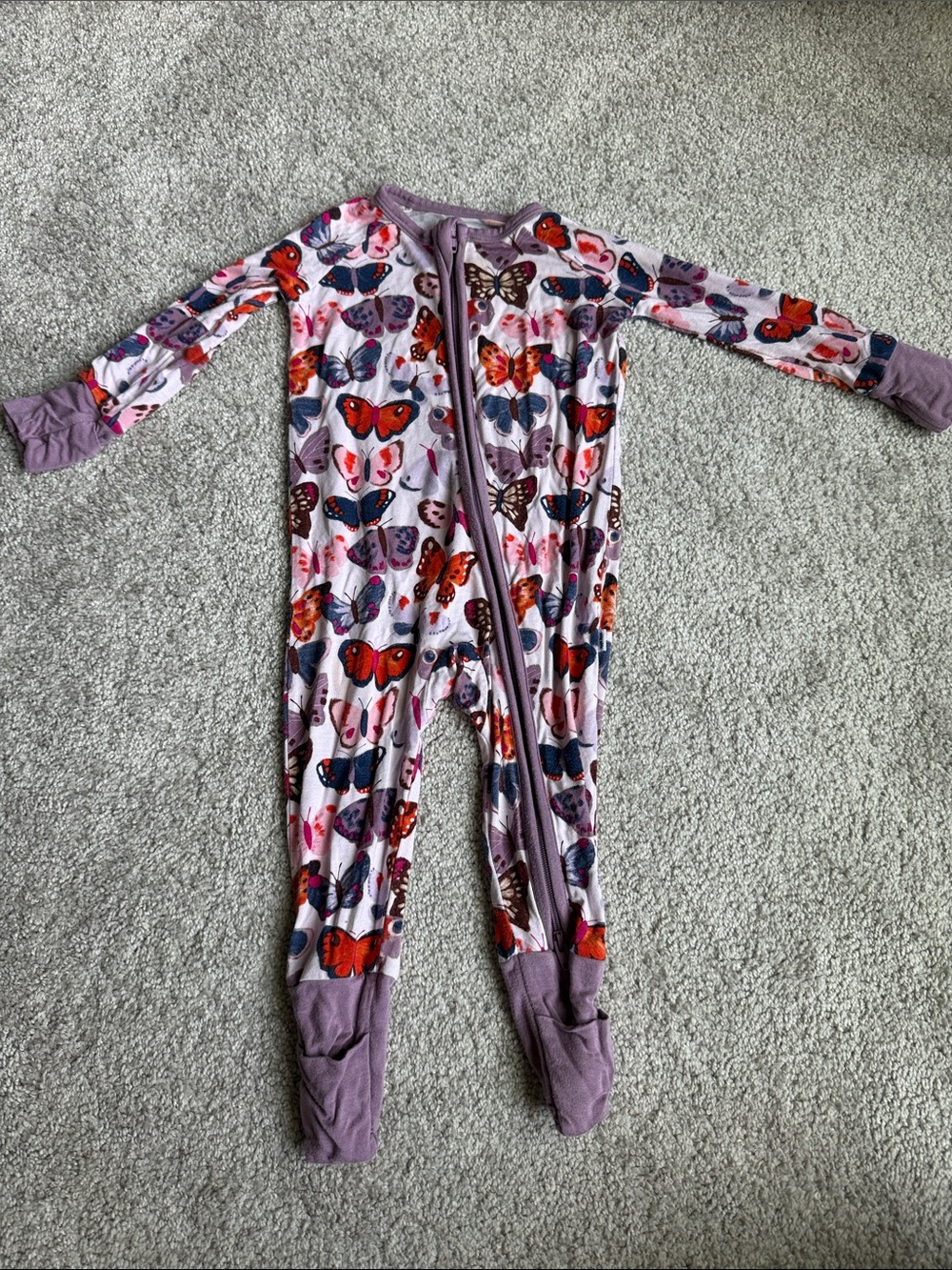 Little Sleepies Lavender Butterfly Zip Footed One-Piece